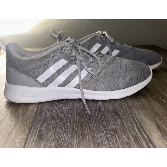 Adidas QT Racer 2.0 Light Granite Gray White Women’s US Size 10 Sneaker Shoes - Picture 1 of 10